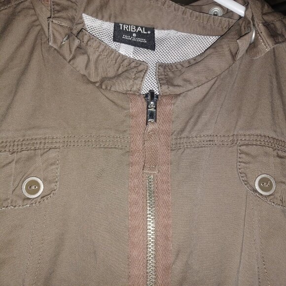 Tribal Women's Hooded Vest SZ 6 Brown - Picture 5 of 5